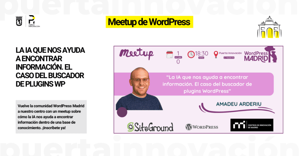 Meetup WordPress La IA que nos ayuda a encontrar información. El caso del buscador de plugins WP en Puerta Innovación