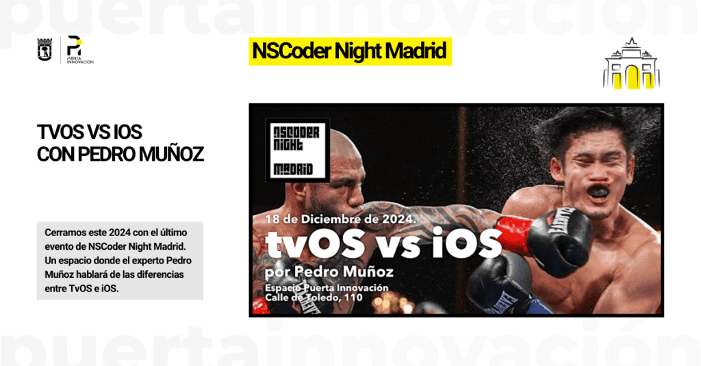 Cerramos este 2024 con el último evento de NSCoder Night Madrid. Un espacio donde el experto Pedro Muñoz hablará de las diferencias entre TvOS e iOS.