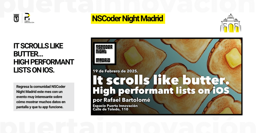 Vuelve NSCoder Night Madrid con el evento It scrolls like butter… High performant lists on iOS, de la mano de Rafael Bartolomé.